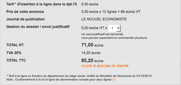 annonce legale changement duree de vie